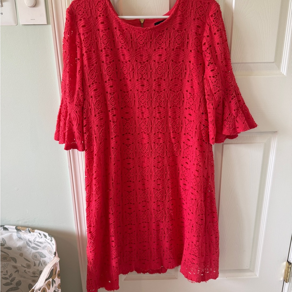 Coral Red/Pink Lace Dress